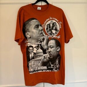 Obama 09’ Orange Presidential Inauguration Graphic T-Shirt Size Large